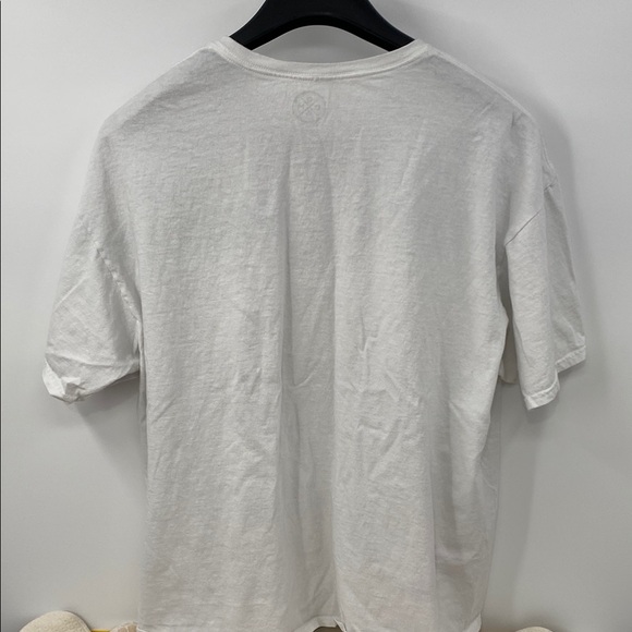 White Graphic Tee with Mushroom and Butterfly Design - Picture 4 of 4